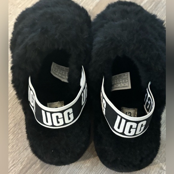 New without tags Ugg black fluff yeah shearling sling back slipper - Picture 11 of 13
